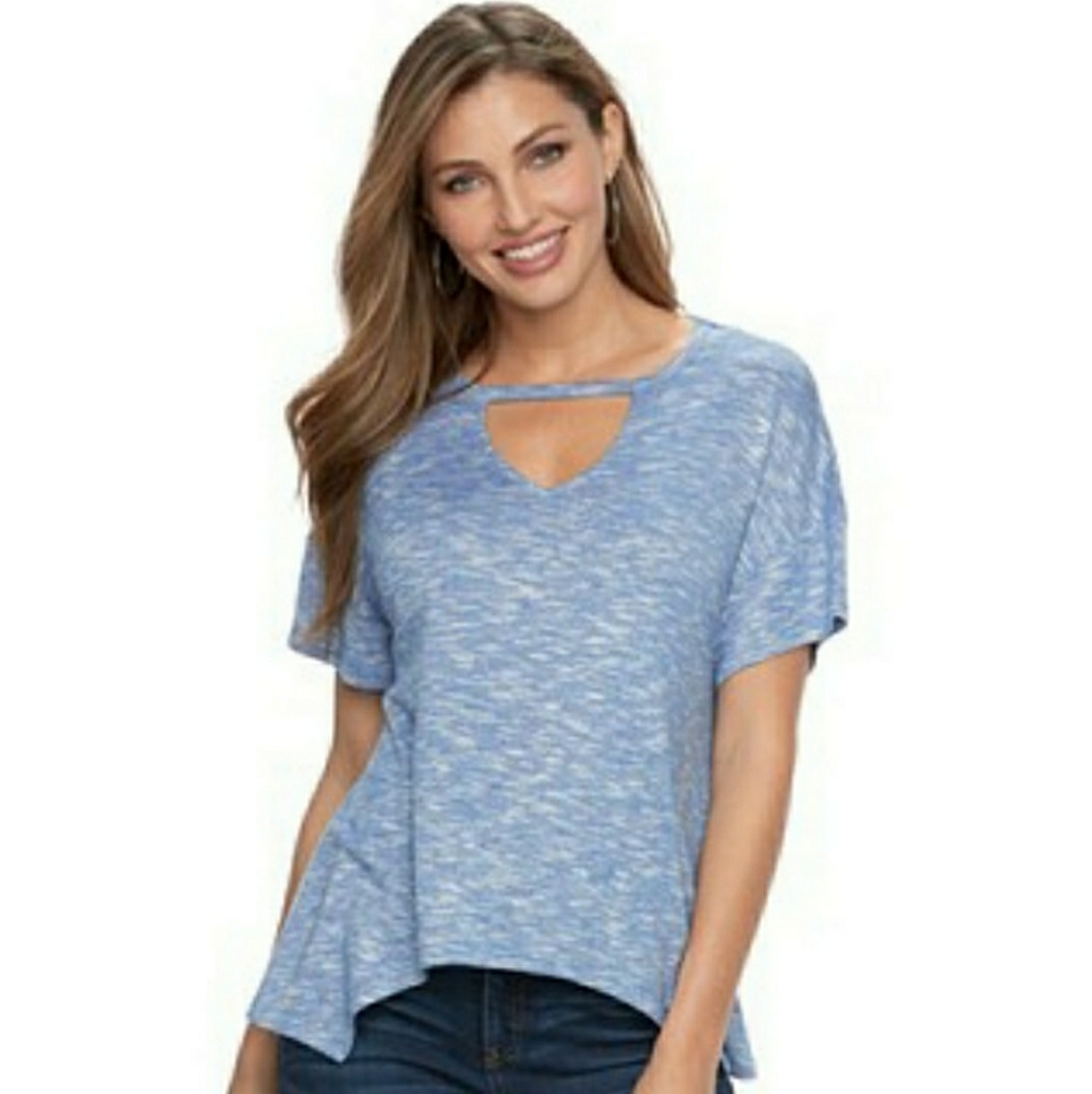 Juicy Couture Sharkbite Hem Knit Top Blue Size XS